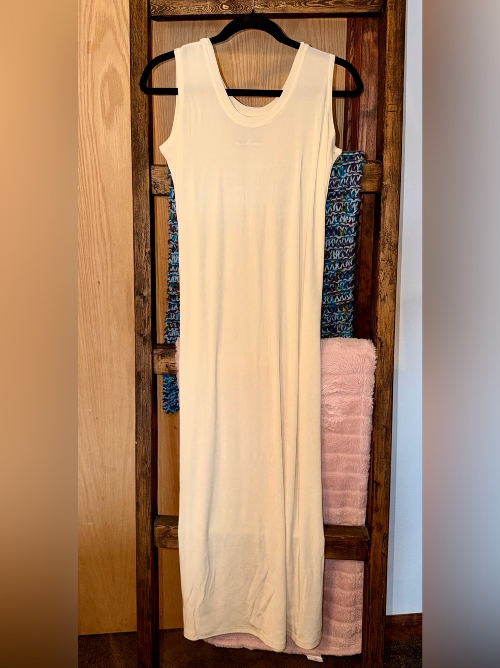 Flax Jeanne Engelhart Side Slit Slinky Sleeveless Lagenlook Maxi Dress - Picture 4 of 6
